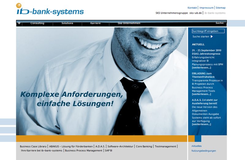 Abbildung Startseite der ib-bank-systems