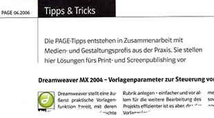 Auszug aus dem Artikel Vorlagenparameter in Dreamweaver