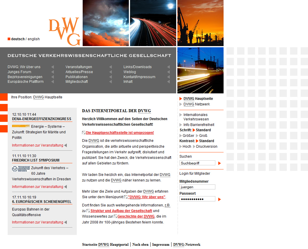Abbildung DVWG Haupt-Website