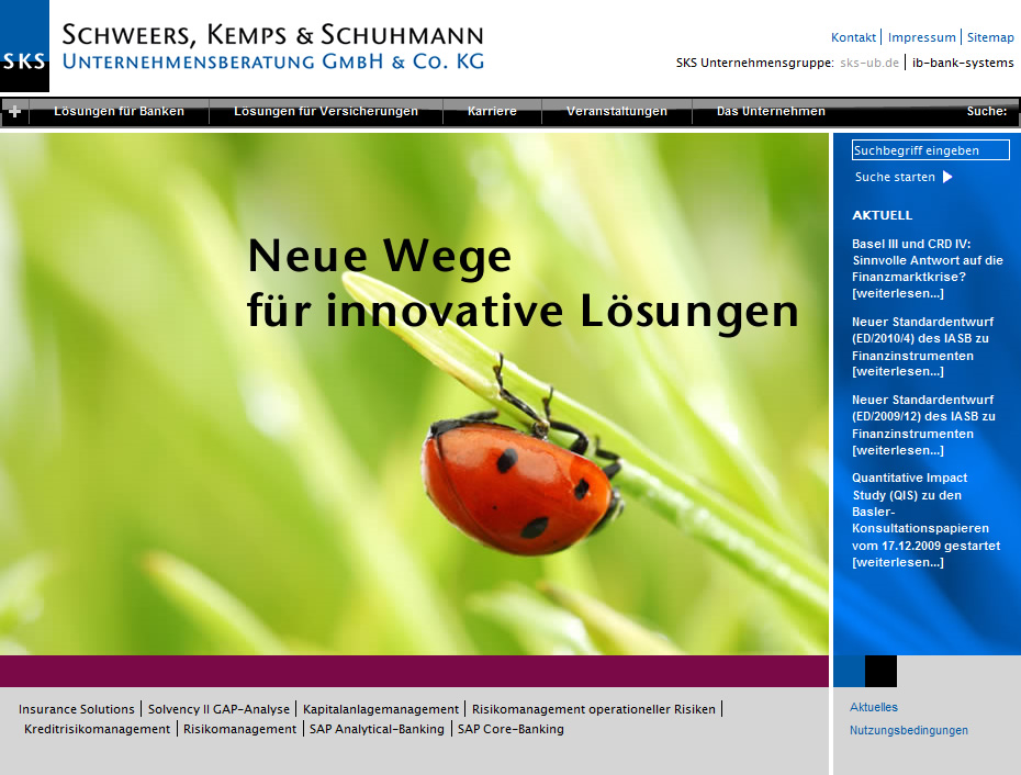 Abbildung der Mutter-Website der SKS Unternehmensgruppe