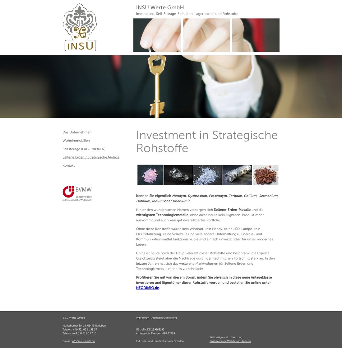 Webdesign Sub-Seite Strategische Rohstoffe