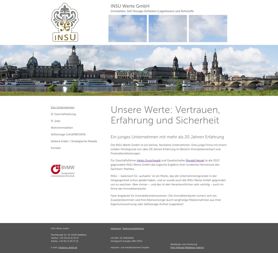 Webdesign Sub-Seite Unternehmen
