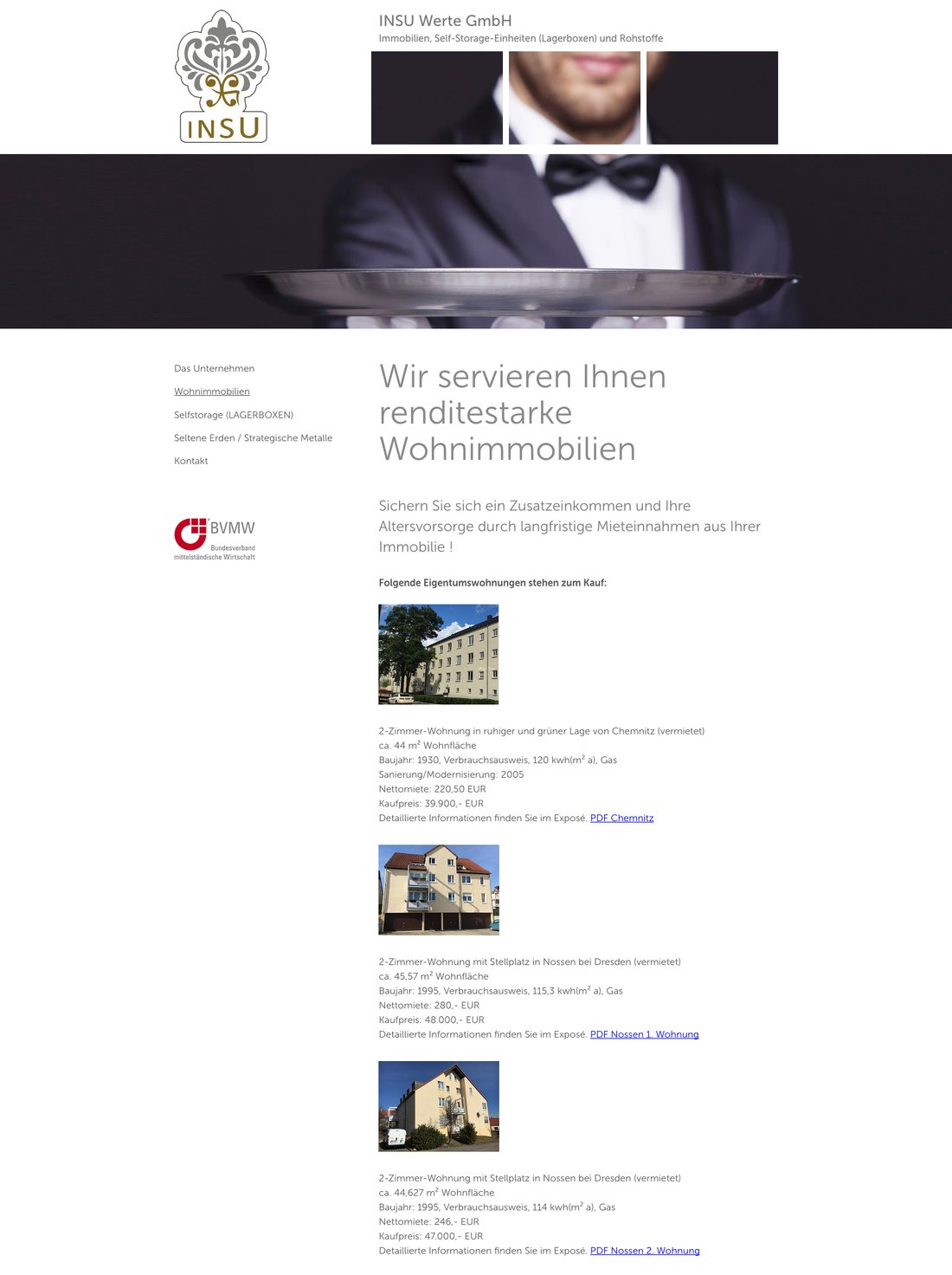 Webdesign Sub-Seite Wohnimmobilien