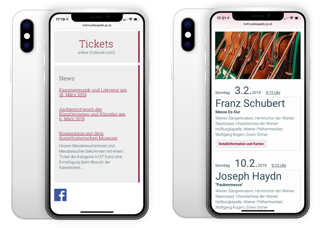 Webdesign der HMK auf dem iPhone X