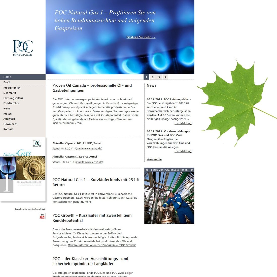 Abbildung Webdesign Startseite der POC GmbH