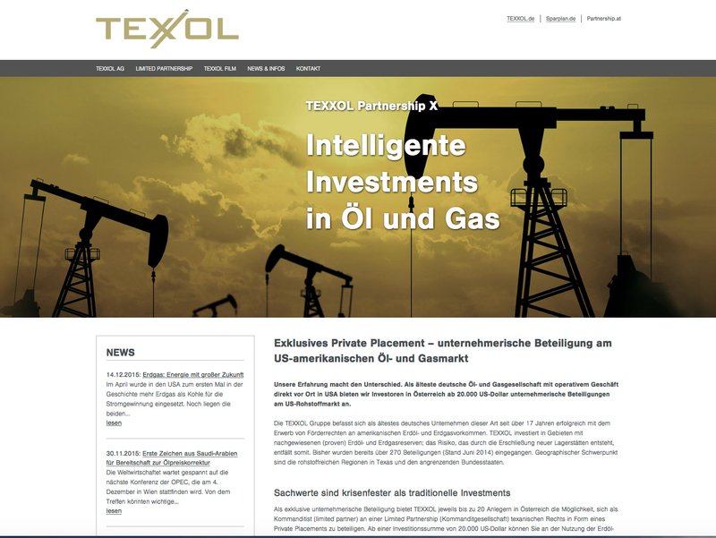 Startseite der Texxol-Partnership