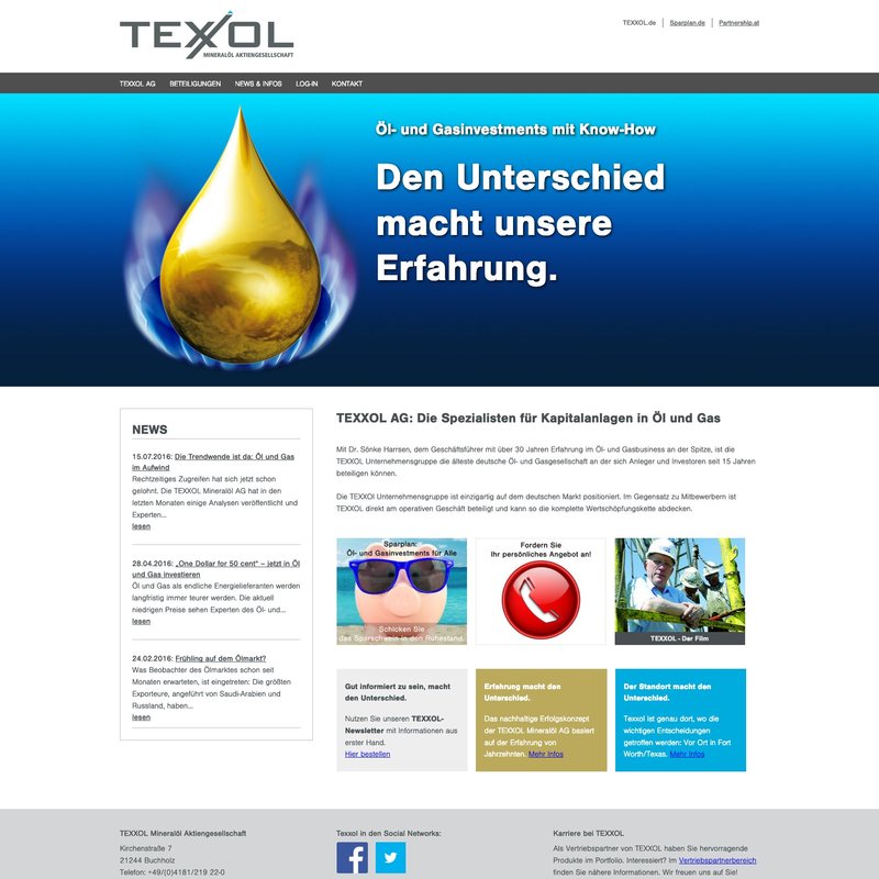 Abbildung Webdesign der Startseite
