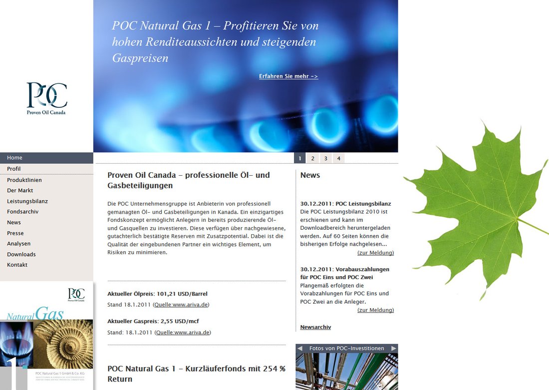 Startseite der TYPO3-Website der POC GmbH