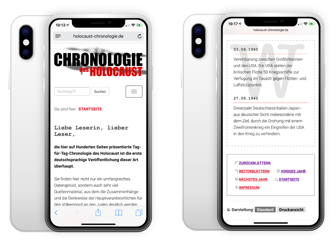 Mobiles Webdesign der Chronologie auf dem iPhone