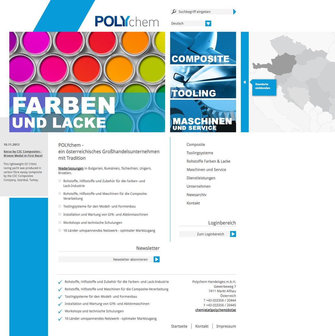 Webdesign Polychem Group Startseite