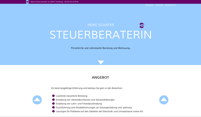 Screenshot der Website Steuerberatung Heike Schaefer