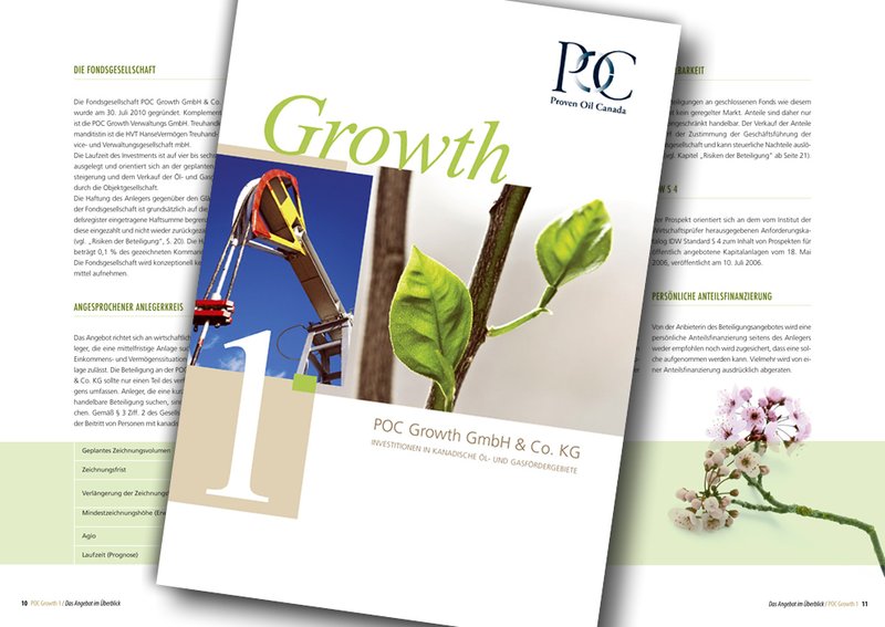 Prospekt-Design POC Growth, Titel und Innenseiten