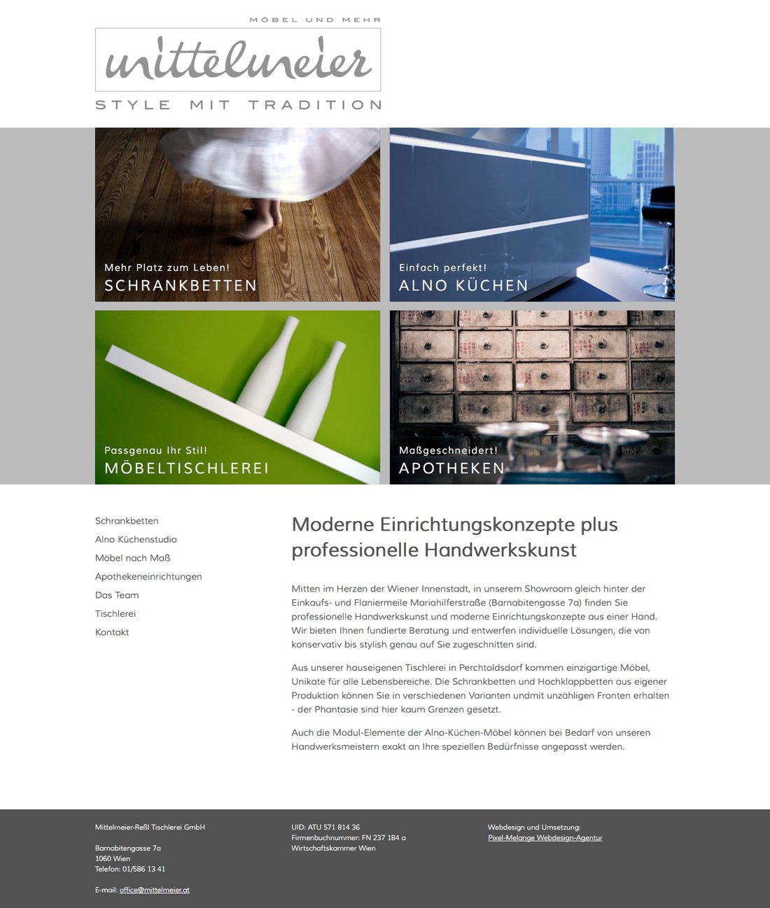Webdesign der Startseite: Homepage Mittelmeier