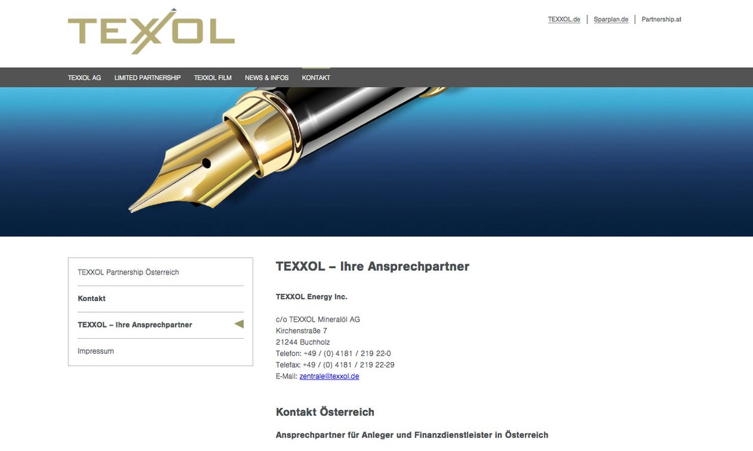 Unterseite (Kontakt) der Texxol-Partnership